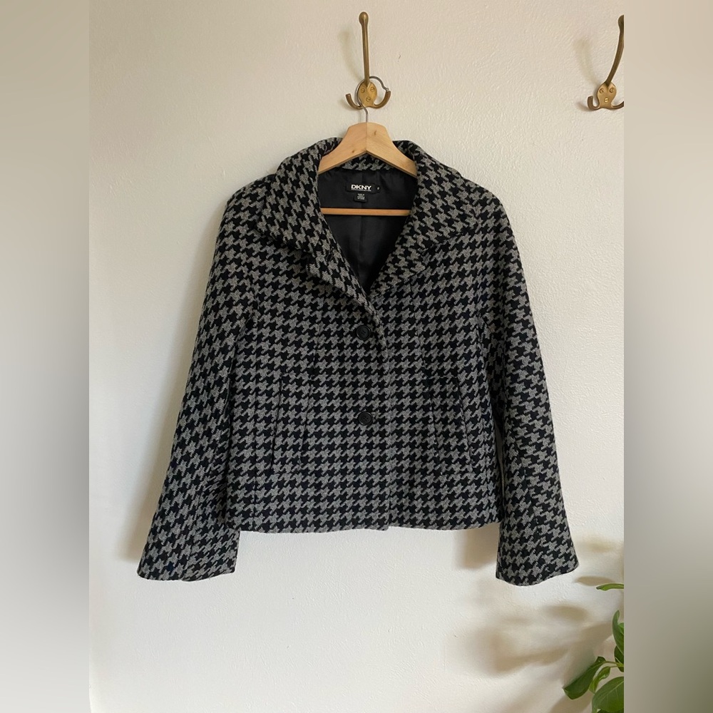 DKNY Women's Gray Houndstooth Blazer